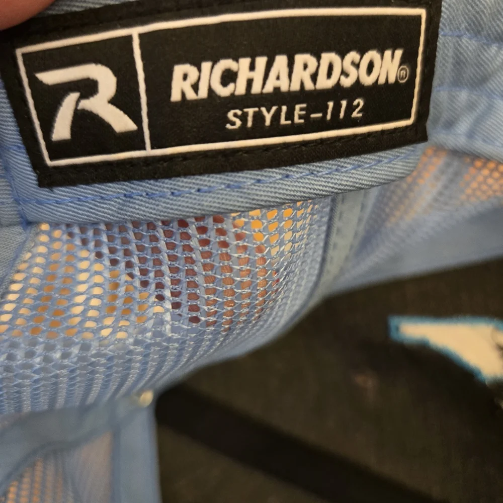 Richardson Style - 112 Trucker Hat Blue and Grey Mesh Embroidered Design